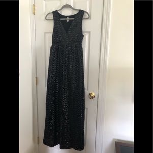 PINK BLUSH Maternity Black Sequin Evening Gown